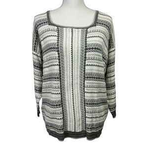 ALFRED DUNNER Women’s Open Knit Sweater Sz Large Multi Colors 3/4 sleeves